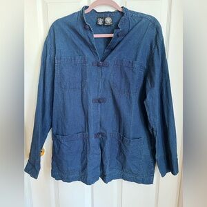 DKNY Linen/Cotton Blend Mandarin Style Jacket